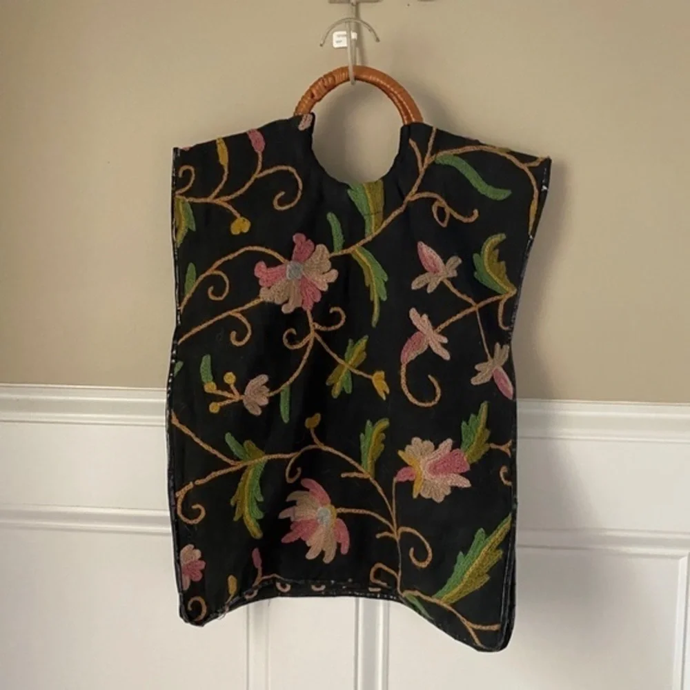 Anthropologie Floral Embroidered Purse
